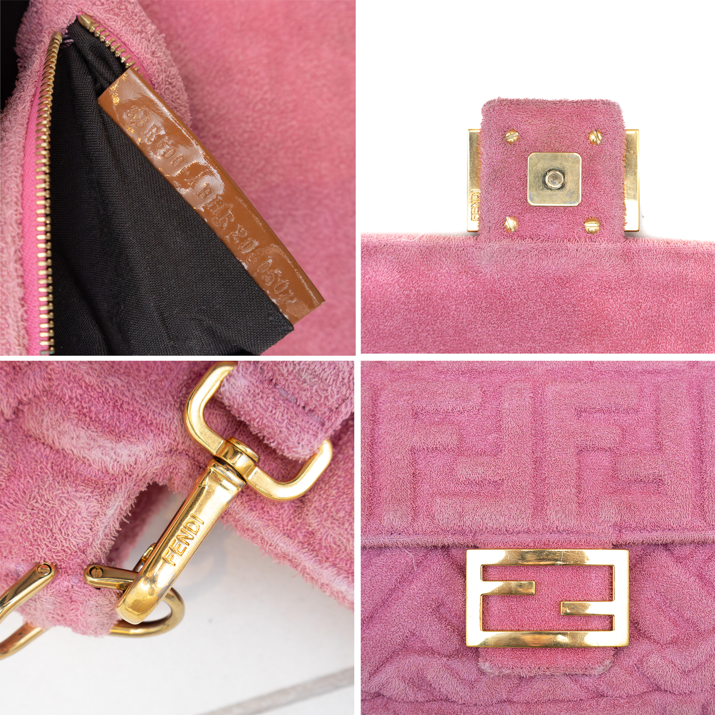 Fendi Pink Terrycloth FF Medium Baguette Bag – Made in Italy