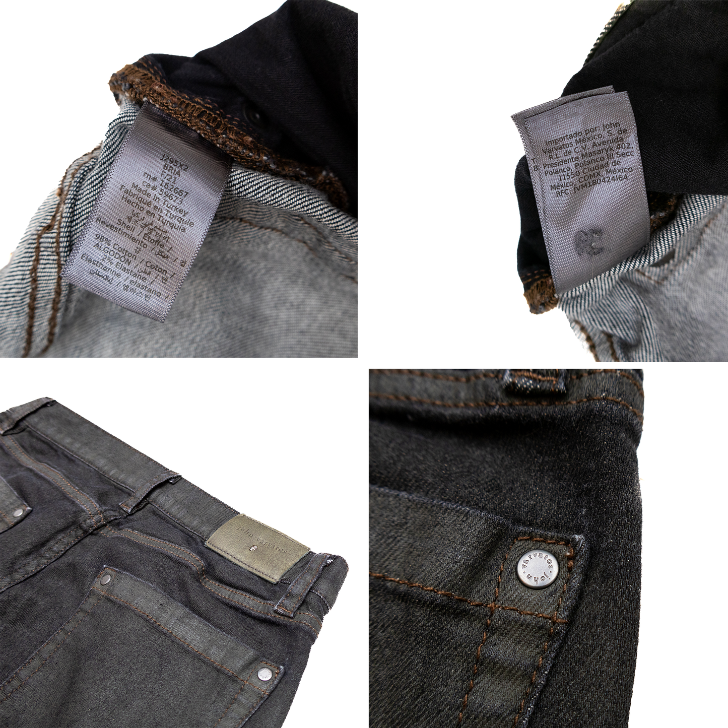 John Varvatos Woodward Jeans 31R Grey Skull Rivet Button Fly Slim Fit