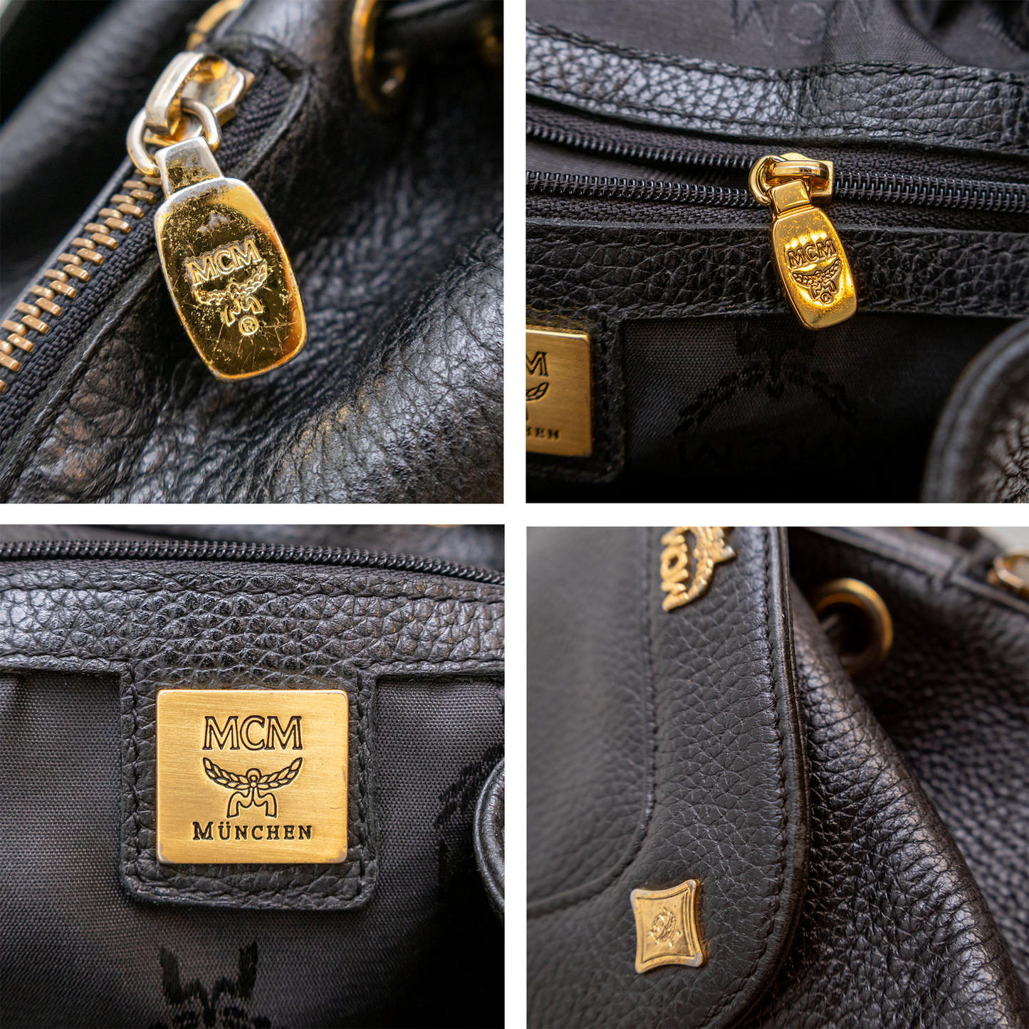 Vintage MCM Black Leather Backpack Germany – Medium Size