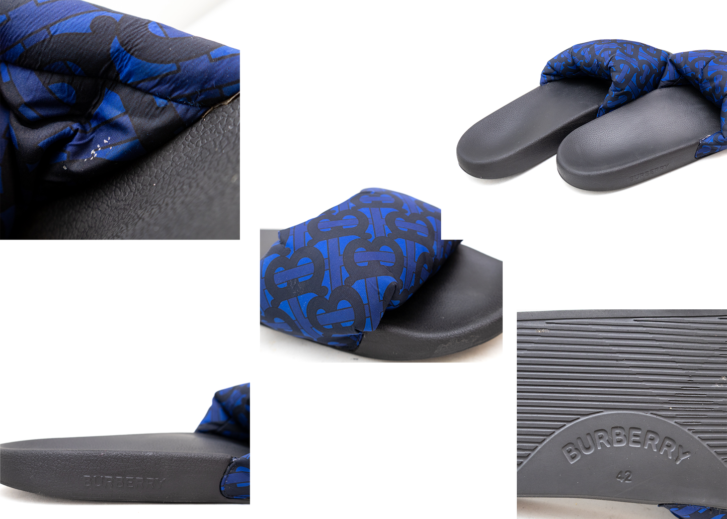 BURBERRY MEN'S FURLEY PUFF ROYAL BLUE BEACH POOL SLIDE SANDALS SHOES US:9