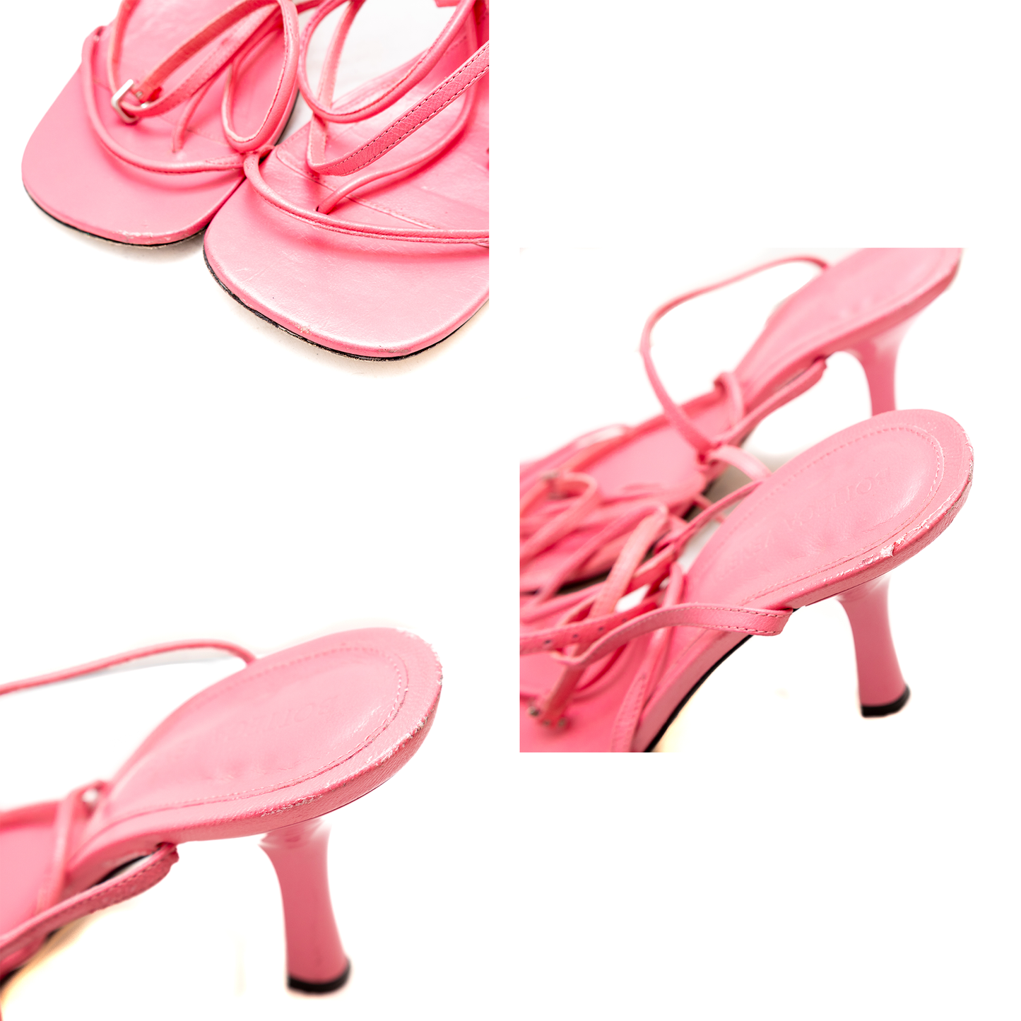 Rare Bottega Veneta Pink Strappy Leather High Heel Sandals EU 37.5 / US 7