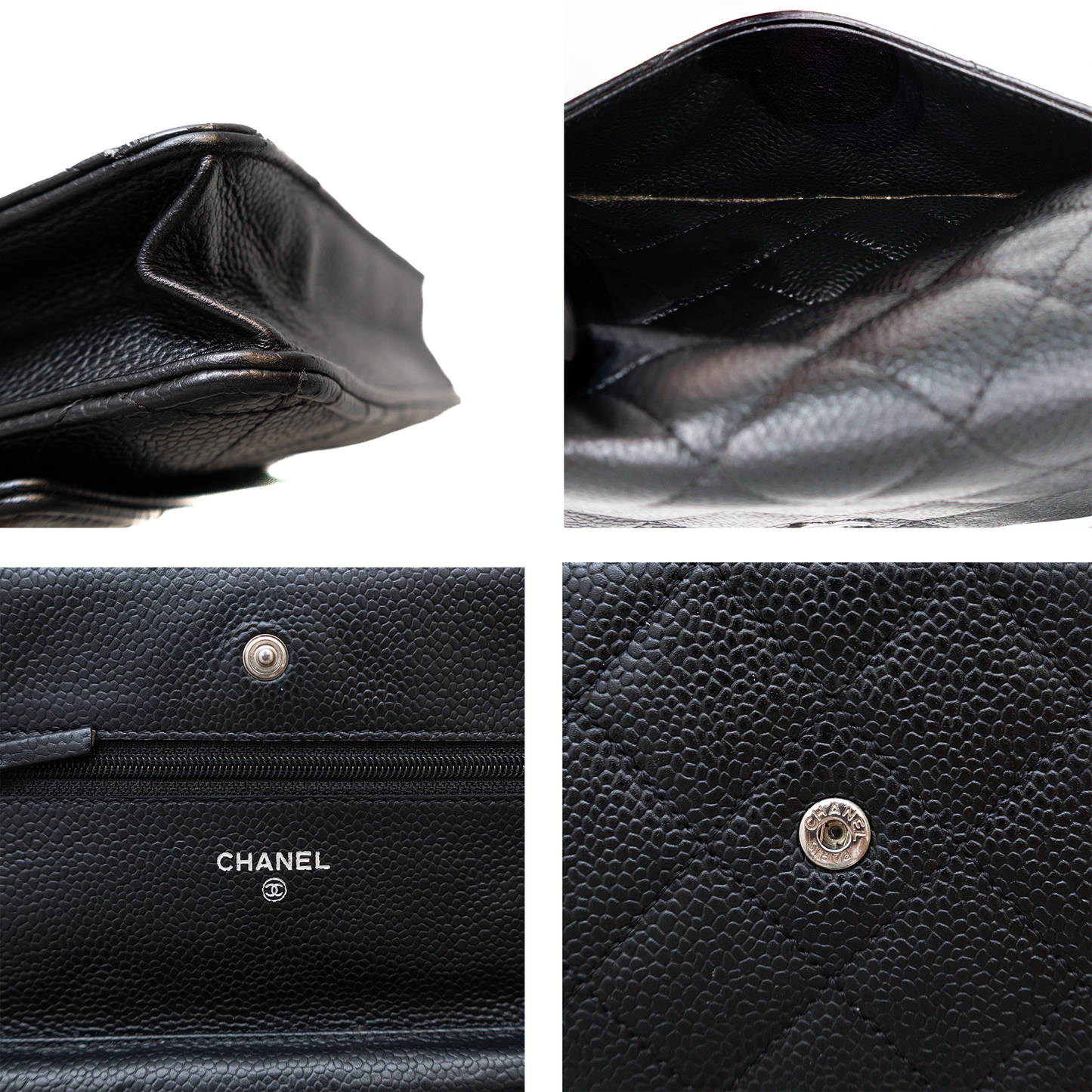 Chanel Black Caviar Wallet On Chain Bag with Silver-Tone Hardware