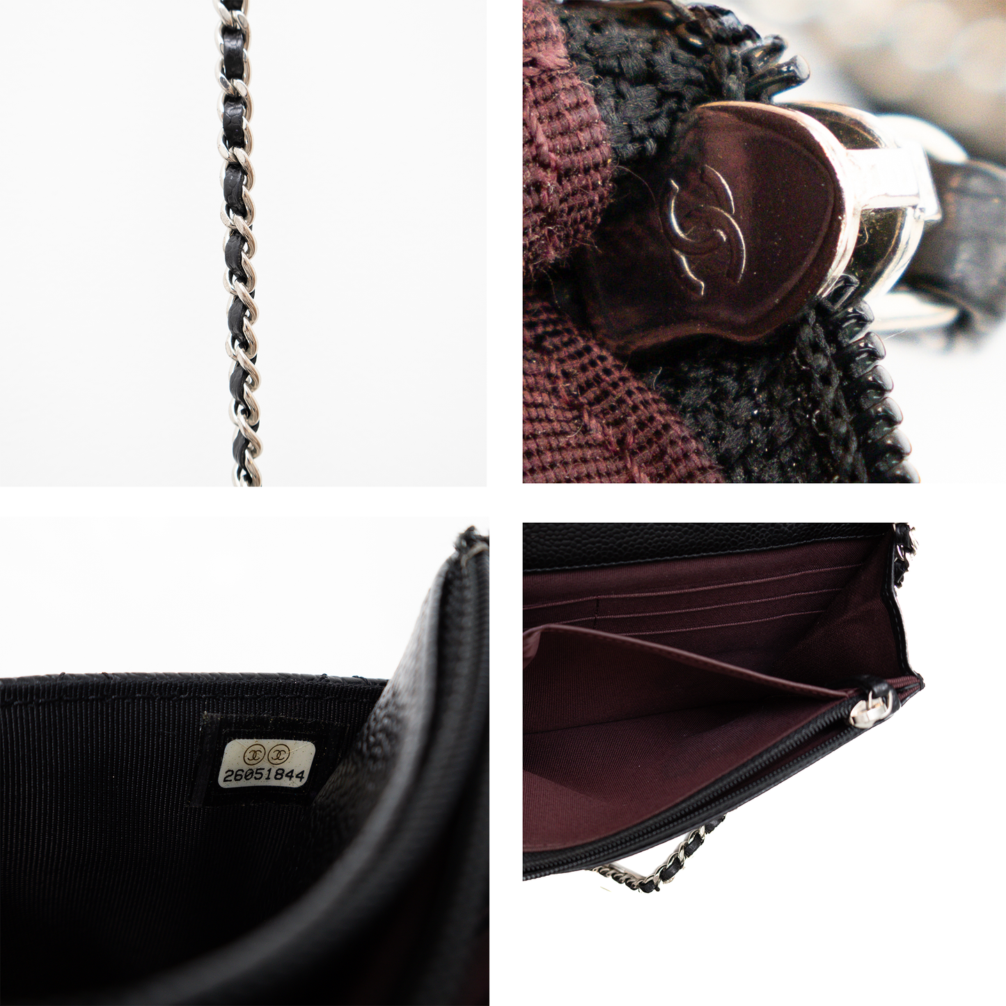 Chanel Black Caviar Wallet On Chain Bag with Silver-Tone Hardware