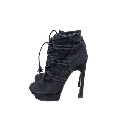 Yves Saint Laurent Palais Passementerie Platform Boots Black Suede EU 42 YSL