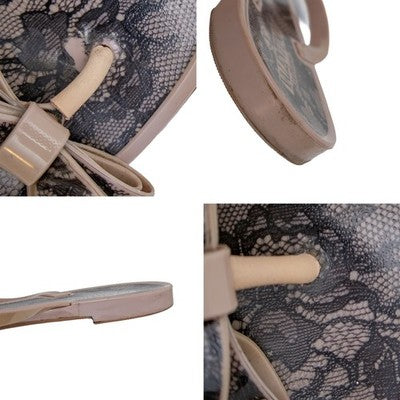Valentino Garavani Lace Print Bow Jelly Sandals Nude Black EU 38 US 8