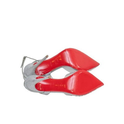 Christian Louboutin Spikaqueen 100 Crystal PVC Silver Pumps Heels EU 39 US 9