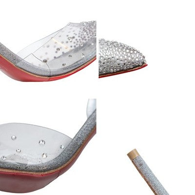 Christian Louboutin Spikaqueen 100 Crystal PVC Silver Pumps Heels EU 39 US 9