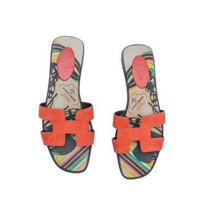 Hermes Oran Brides de Gala Suede H Sandals Rouge Coral EU 38.5 Limited Edition