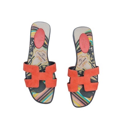 Hermes Oran Brides de Gala Suede H Sandals Rouge Coral EU 38.5 Limited Edition