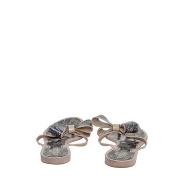 Valentino Garavani Lace Print Bow Jelly Sandals Nude Black EU 38 US 8