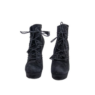 Yves Saint Laurent Palais Passementerie Platform Boots Black Suede EU 42 YSL