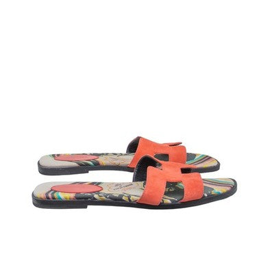Hermes Oran Brides de Gala Suede H Sandals Rouge Coral EU 38.5 Limited Edition