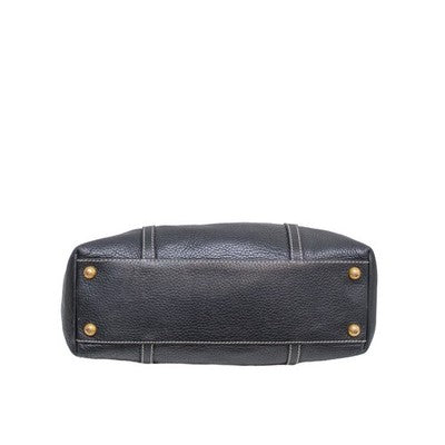 Dolce & Gabbana Black Pebbled Leather Chain Shoulder Tote Bag DG Leopard