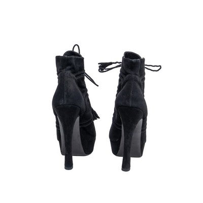 Yves Saint Laurent Palais Passementerie Platform Boots Black Suede EU 42 YSL