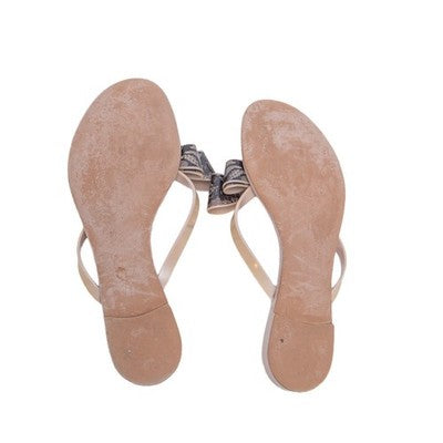 Valentino Garavani Lace Print Bow Jelly Sandals Nude Black EU 38 US 8