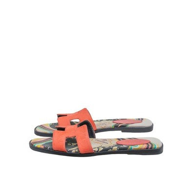 Hermes Oran Brides de Gala Suede H Sandals Rouge Coral EU 38.5 Limited Edition
