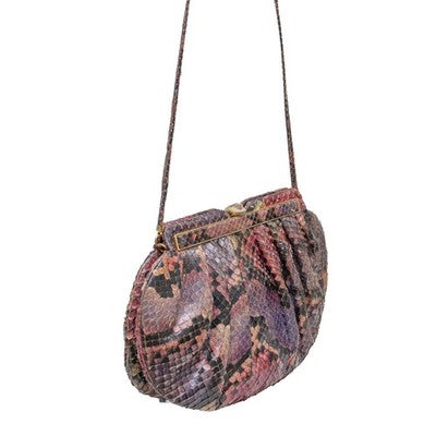 Vintage Judith Leiber Python Snakeskin Evening Bag Multicolor Shoulder Purse