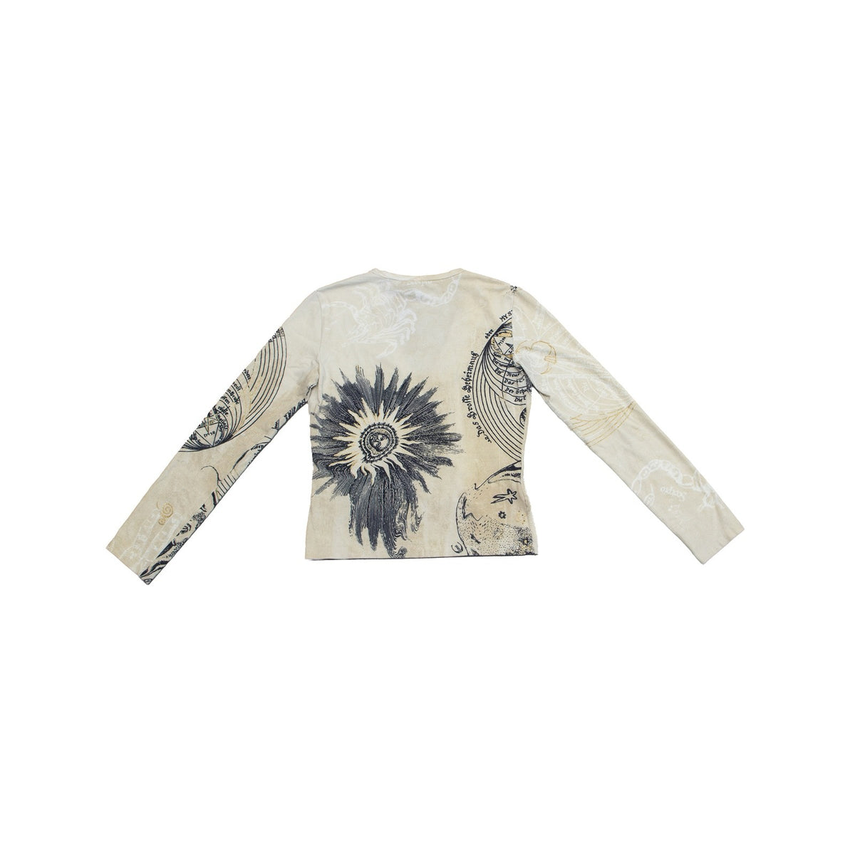 Just Cavalli Women’s Graphic Long Sleeve V-Neck Stretch Top Size IT 44 / US 8