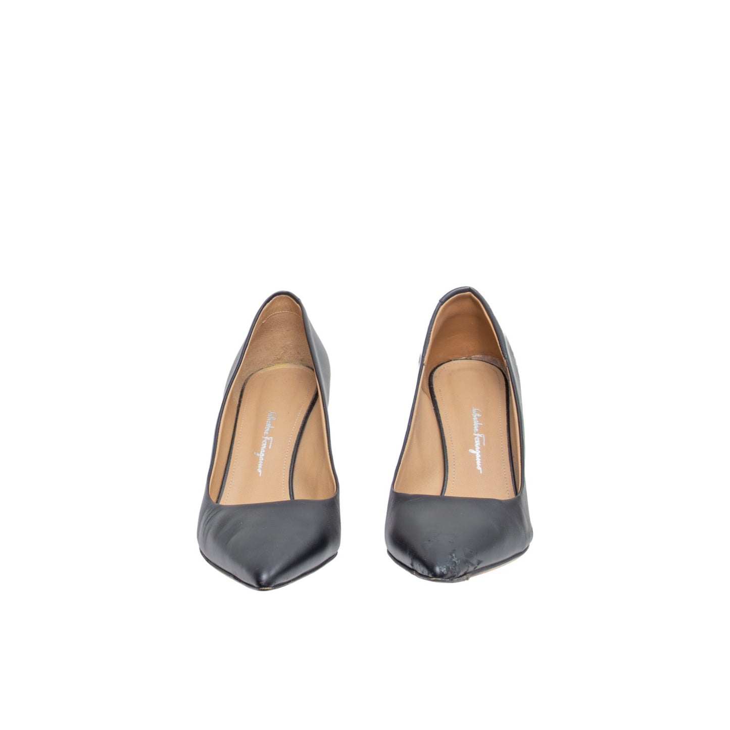 Salvatore Ferragamo Black Leather Pointed Toe Pumps US 7.5 Italy Parts Repair