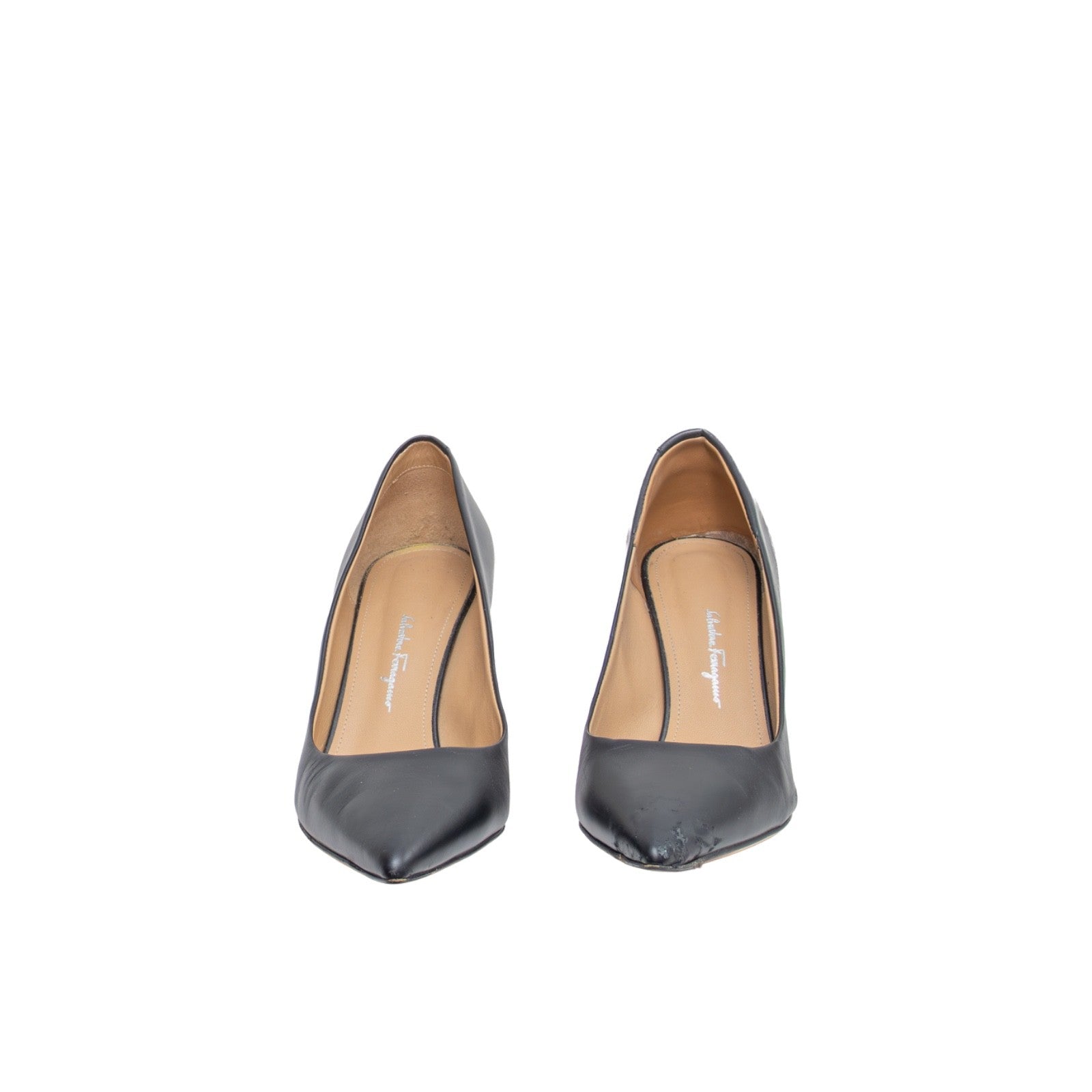 Salvatore Ferragamo Black Leather Pointed Toe Pumps US 7.5 Italy Parts Repair