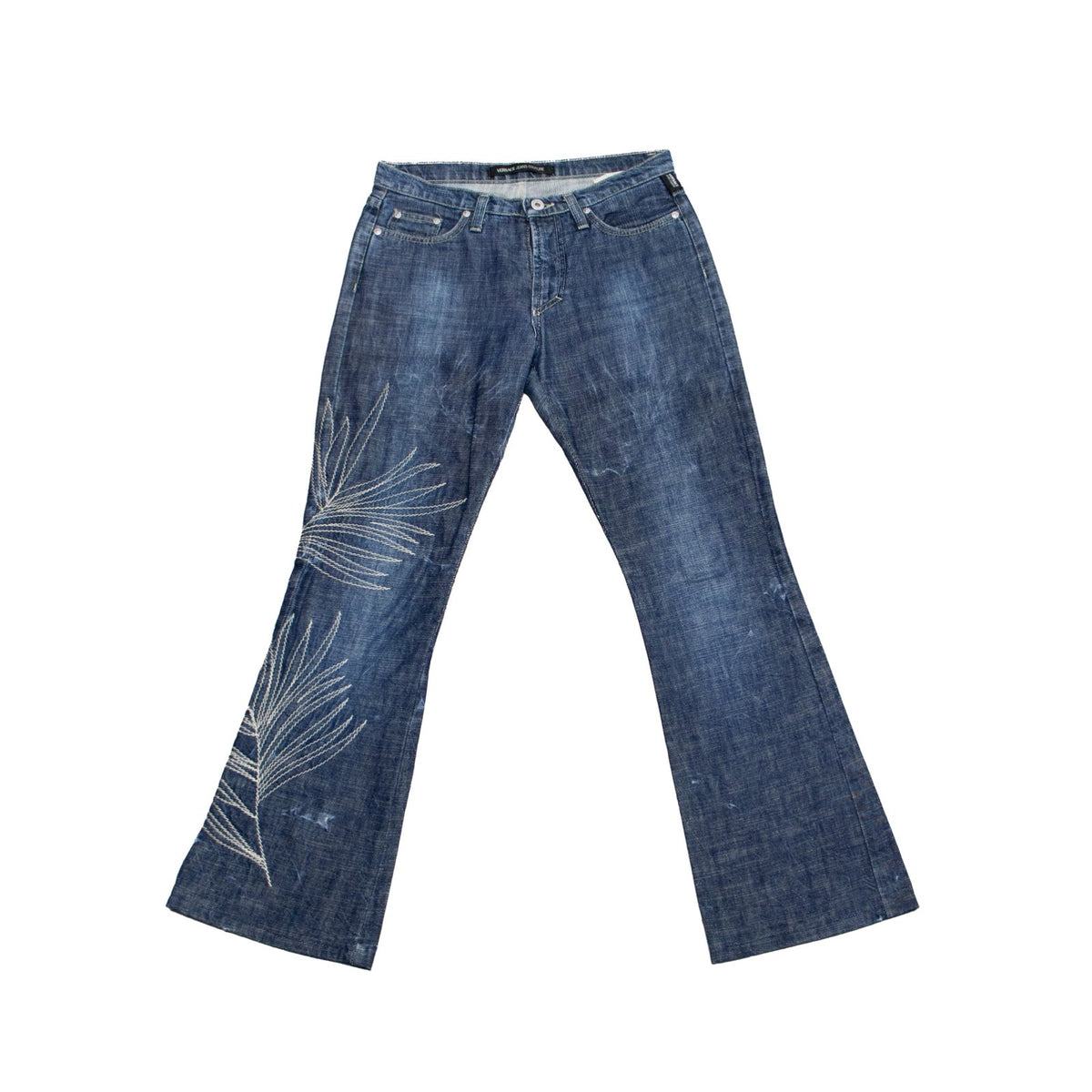 Versace Jeans Couture Flare Embroidered Jeans Blue Italy Women’s IT 40 US 4