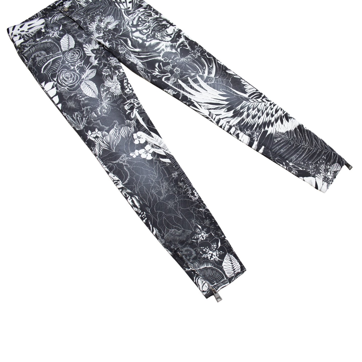 Just Cavalli Luxury Skinny Leg Tiger Print Jeans Black White Size 27 US 4