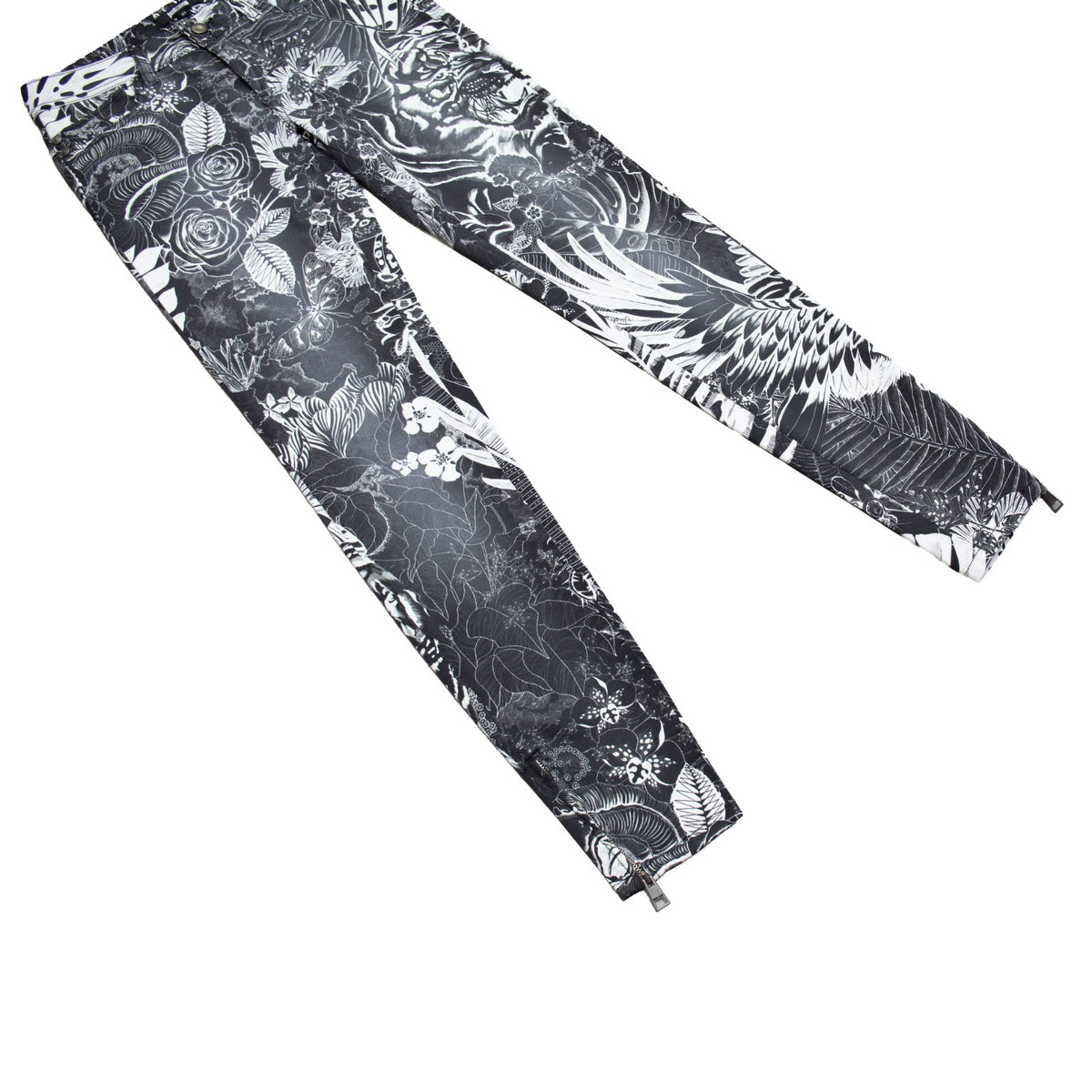 Just Cavalli Luxury Skinny Leg Tiger Print Jeans Black White Size 27 US 4