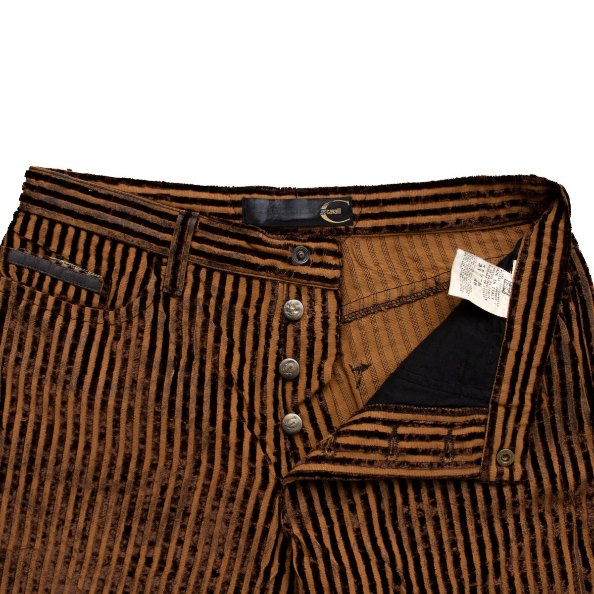 Just Cavalli Brown Velvet Stripe Pants Italy Women’s Size 31 US 14