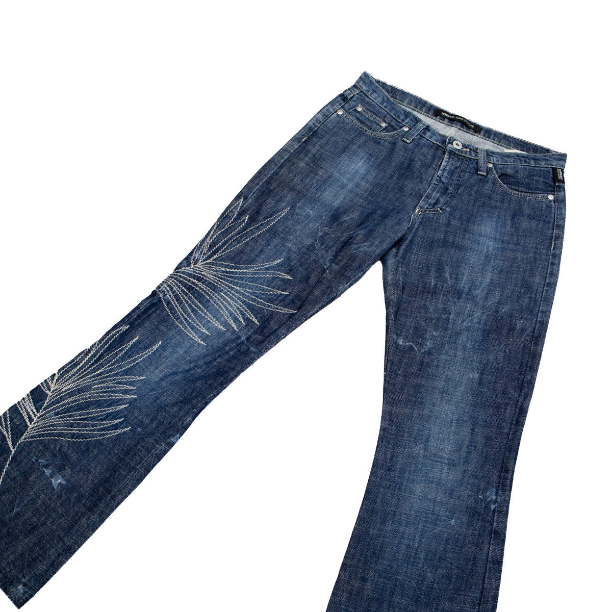 Versace Jeans Couture Flare Embroidered Jeans Blue Italy Women’s IT 40 US 4