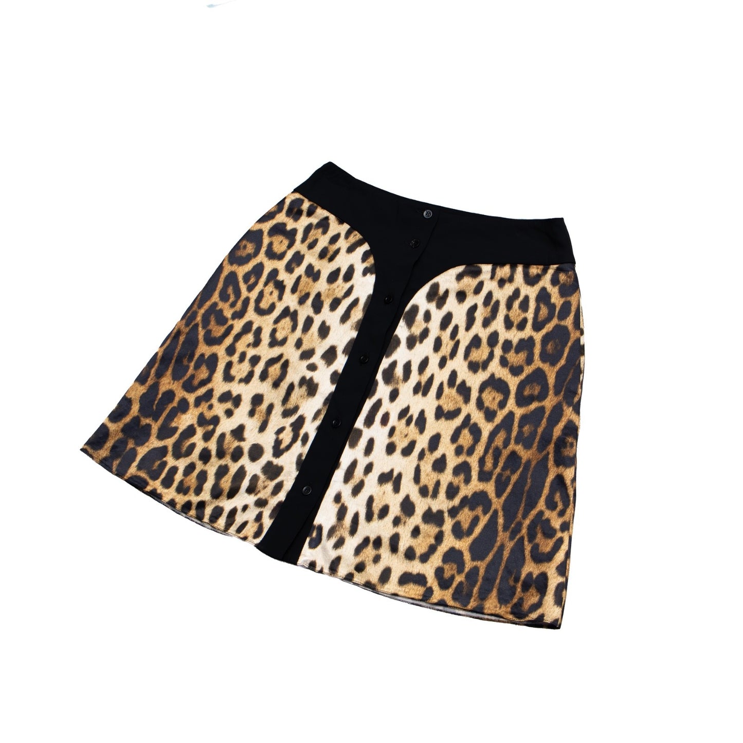 Moschino Couture Leopard Print A-Line Mini Skirt IT 38 US 4 UK 6 Button Front