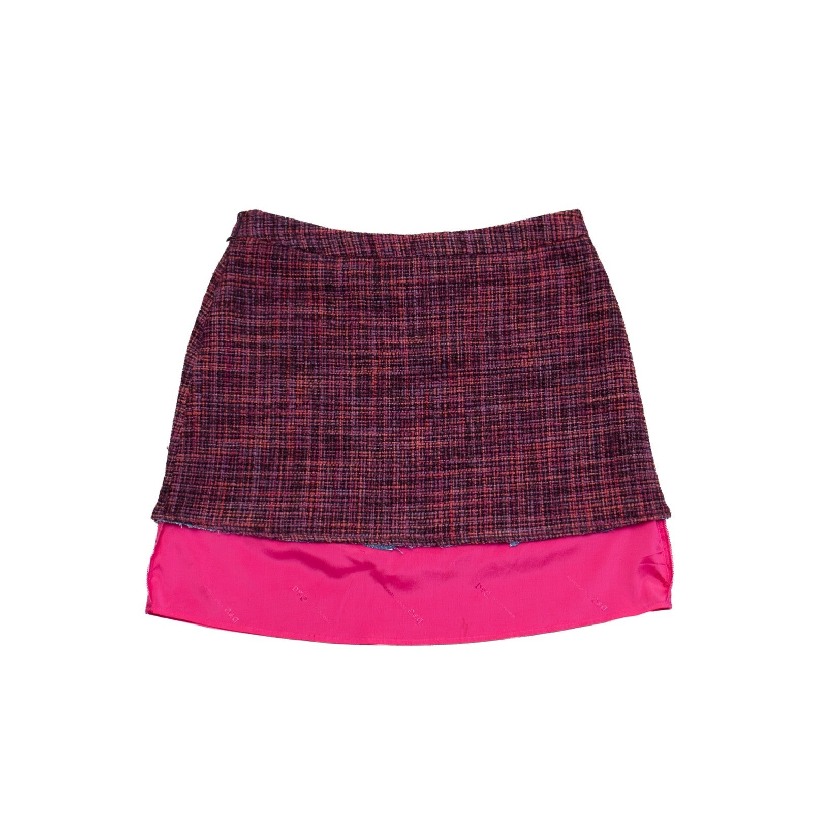 Dolce & Gabbana D&G Tweed Mini Skirt Wool Blend Pink Purple IT 44 US 8 UK 12