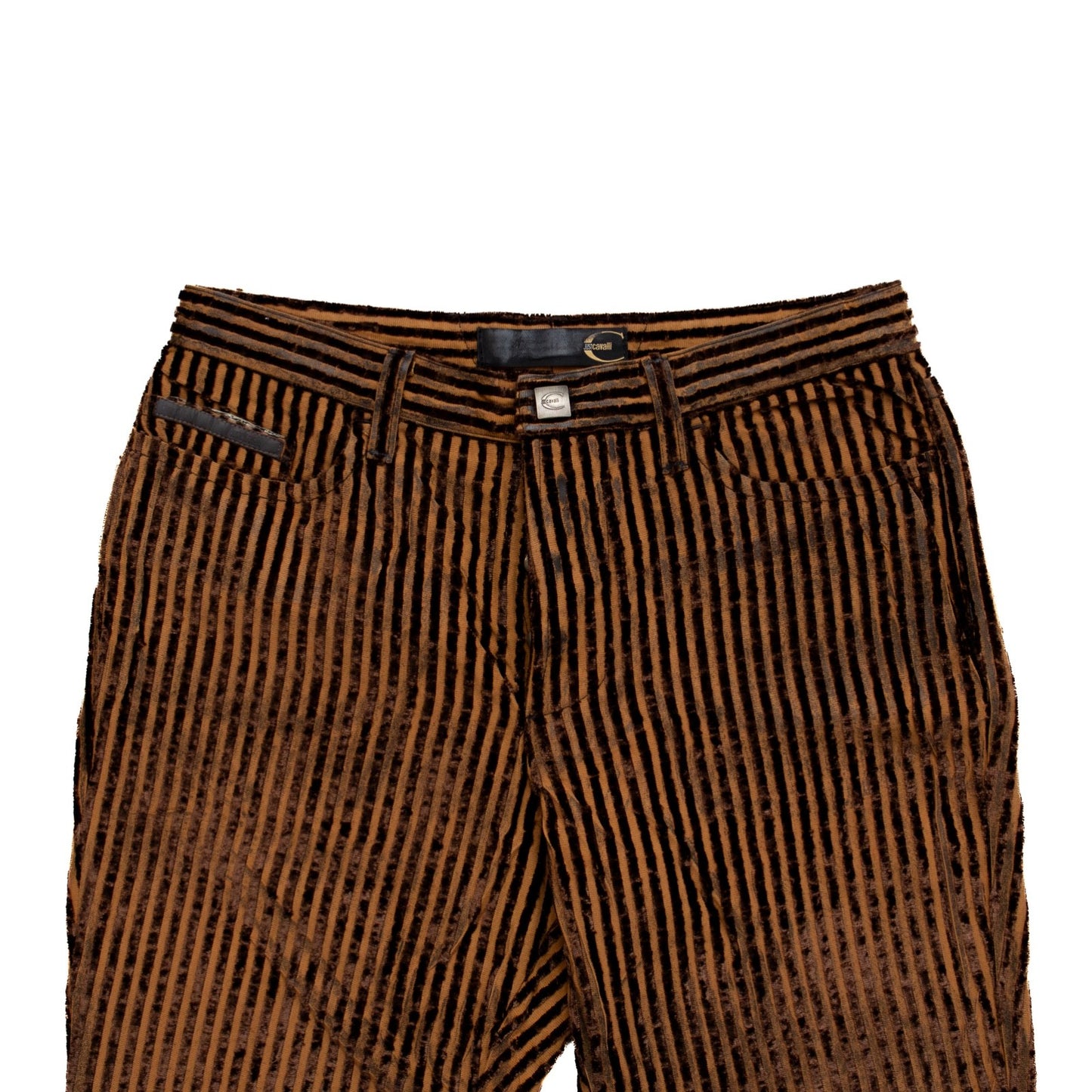 Just Cavalli Brown Velvet Stripe Pants Italy Women’s Size 31 US 14