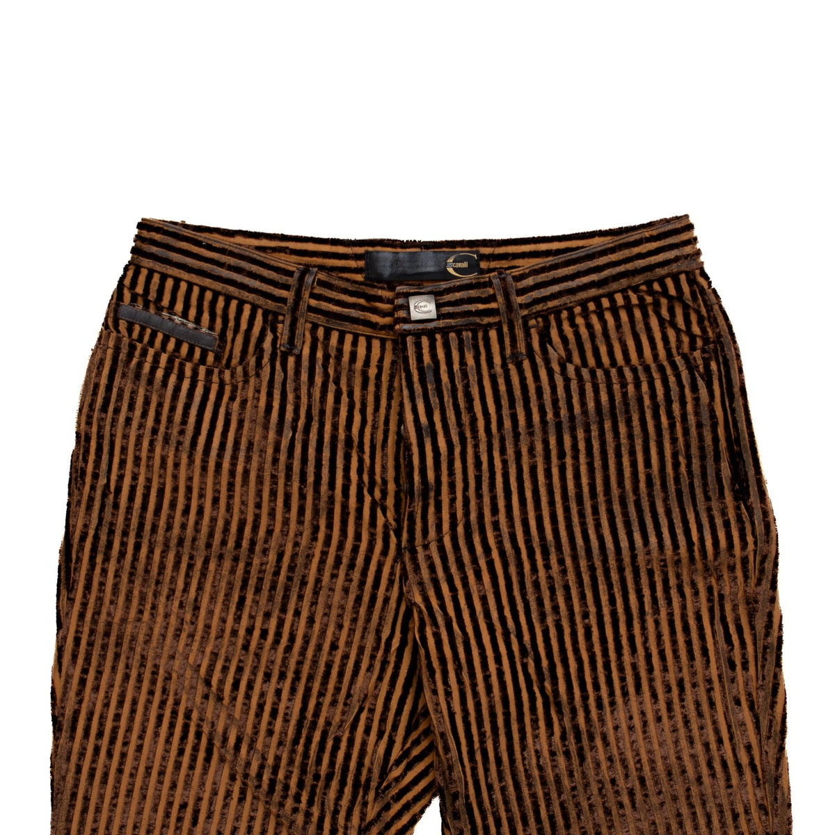 Just Cavalli Brown Velvet Stripe Pants Italy Women’s Size 31 US 14