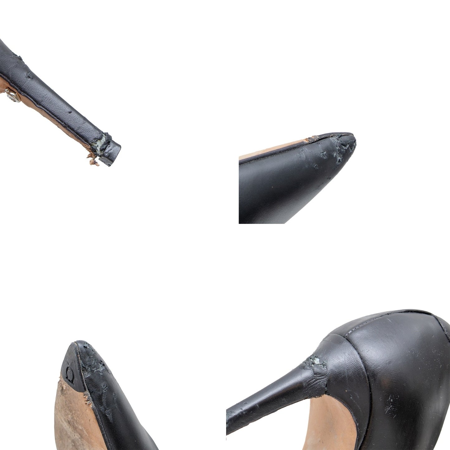 Salvatore Ferragamo Black Leather Pointed Toe Pumps US 7.5 Italy Parts Repair