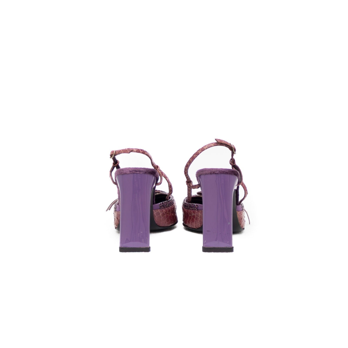 Vintage Casadei Purple Snake-Embossed Slingback Stiletto Heels – Size US 5
