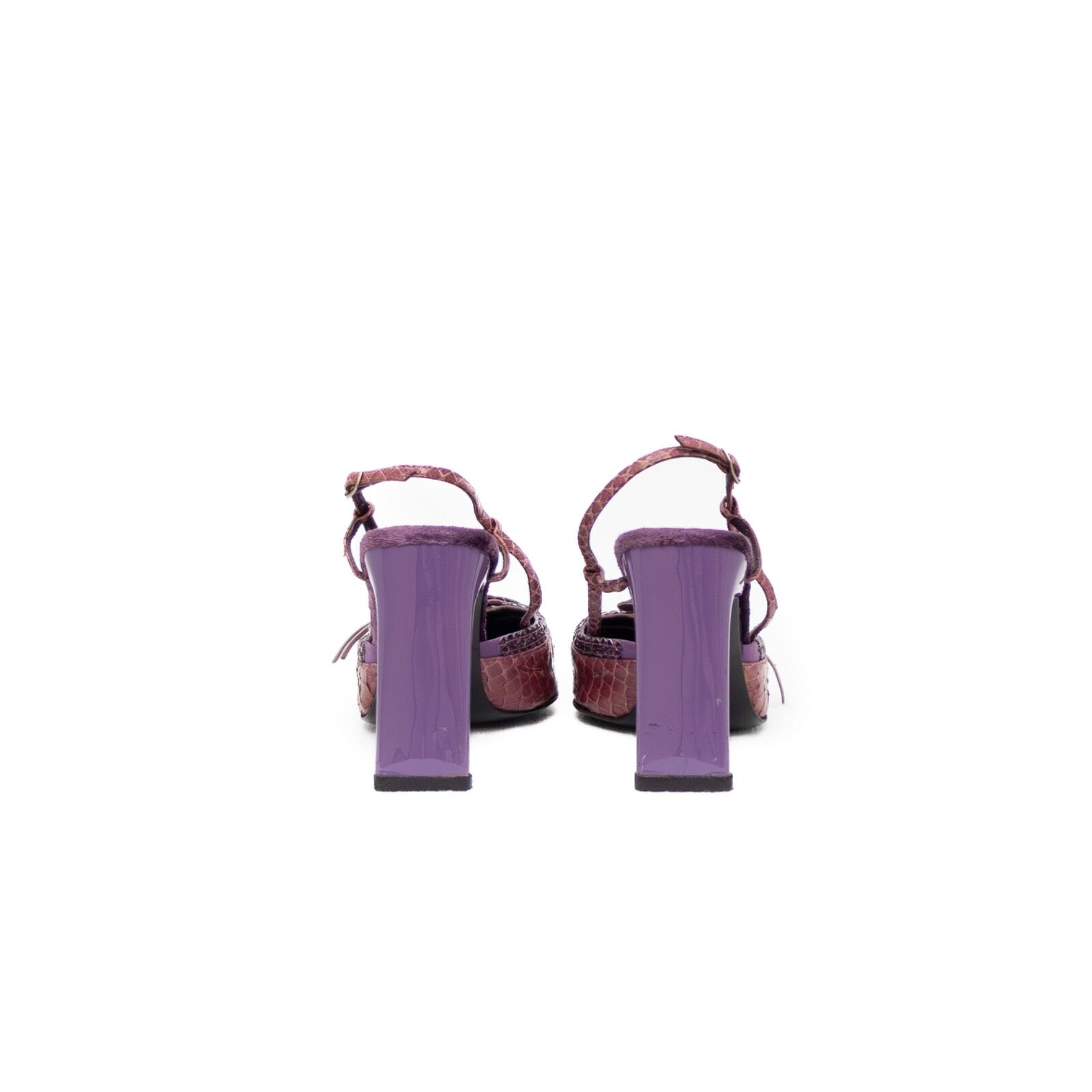 Vintage Casadei Purple Snake-Embossed Slingback Stiletto Heels – Size US 5