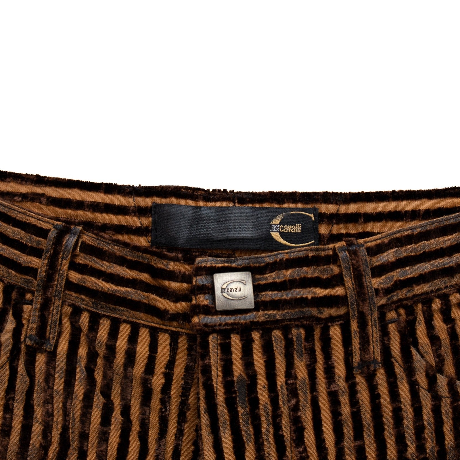 Just Cavalli Brown Velvet Stripe Pants Italy Women’s Size 31 US 14