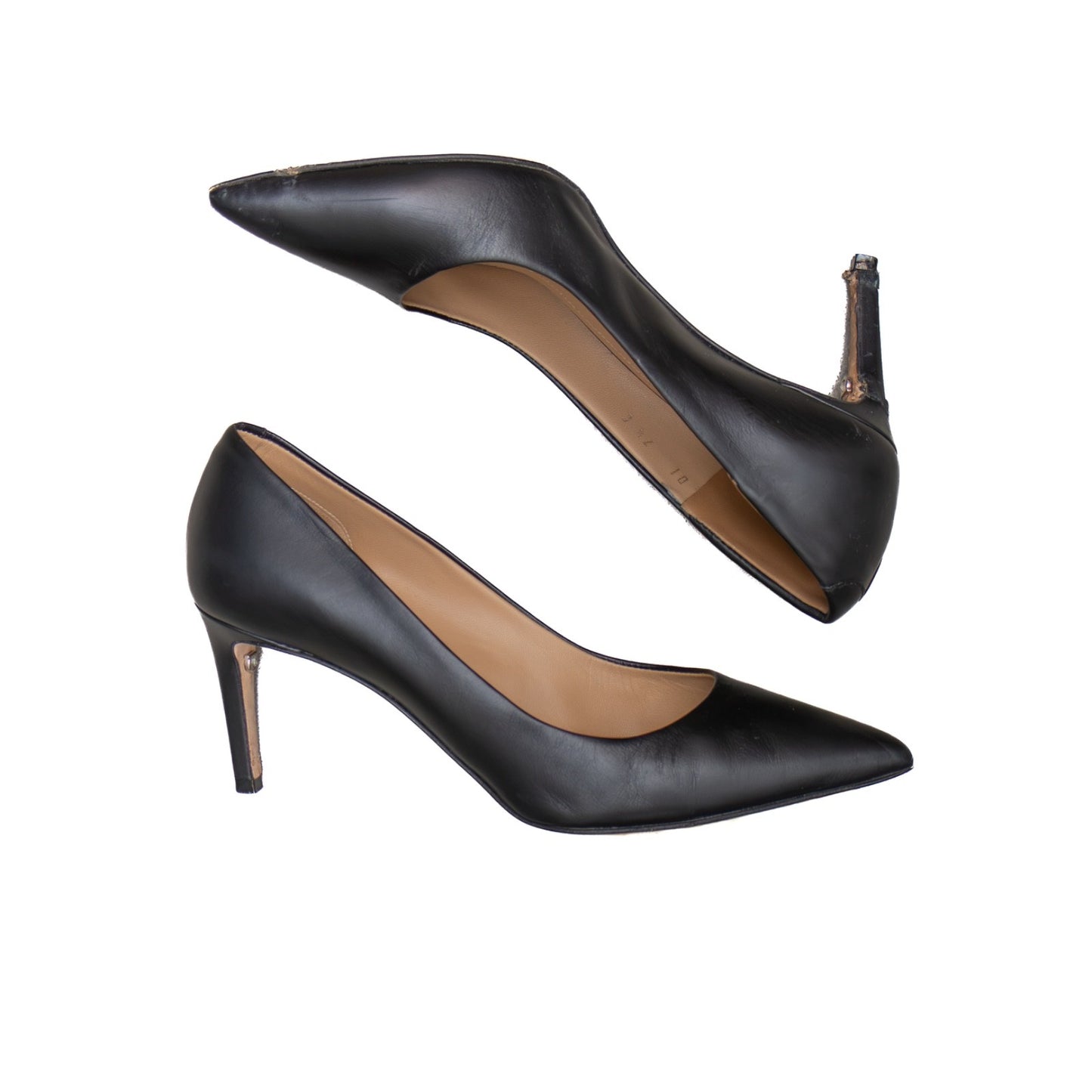 Salvatore Ferragamo Black Leather Pointed Toe Pumps US 7.5 Italy Parts Repair