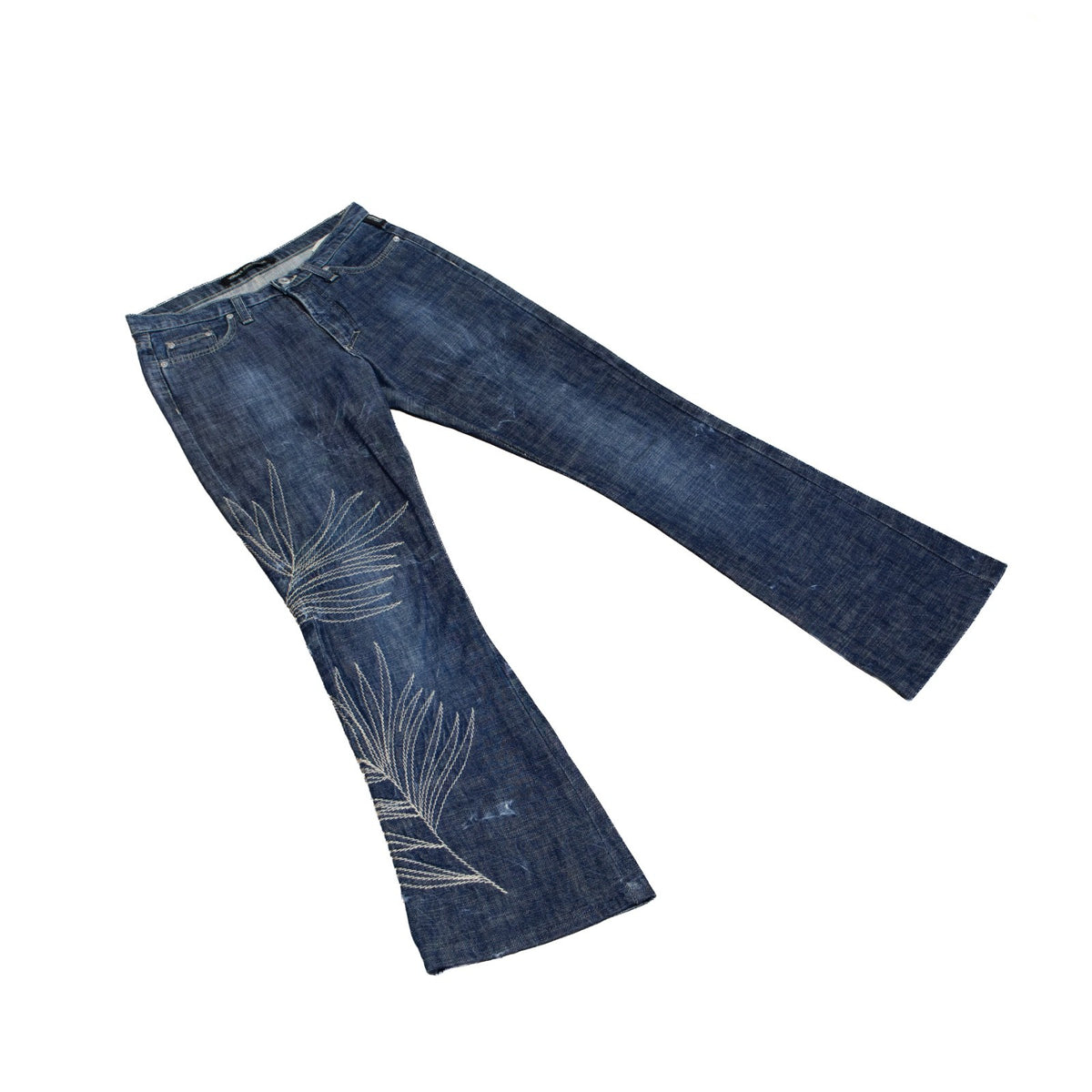 Versace Jeans Couture Flare Embroidered Jeans Blue Italy Women’s IT 40 US 4