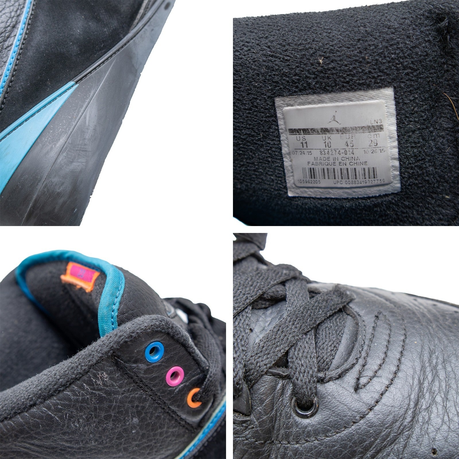 Air Jordan 2 Retro Radio Raheem 834274-014 Men US 11 Black Blue 2016