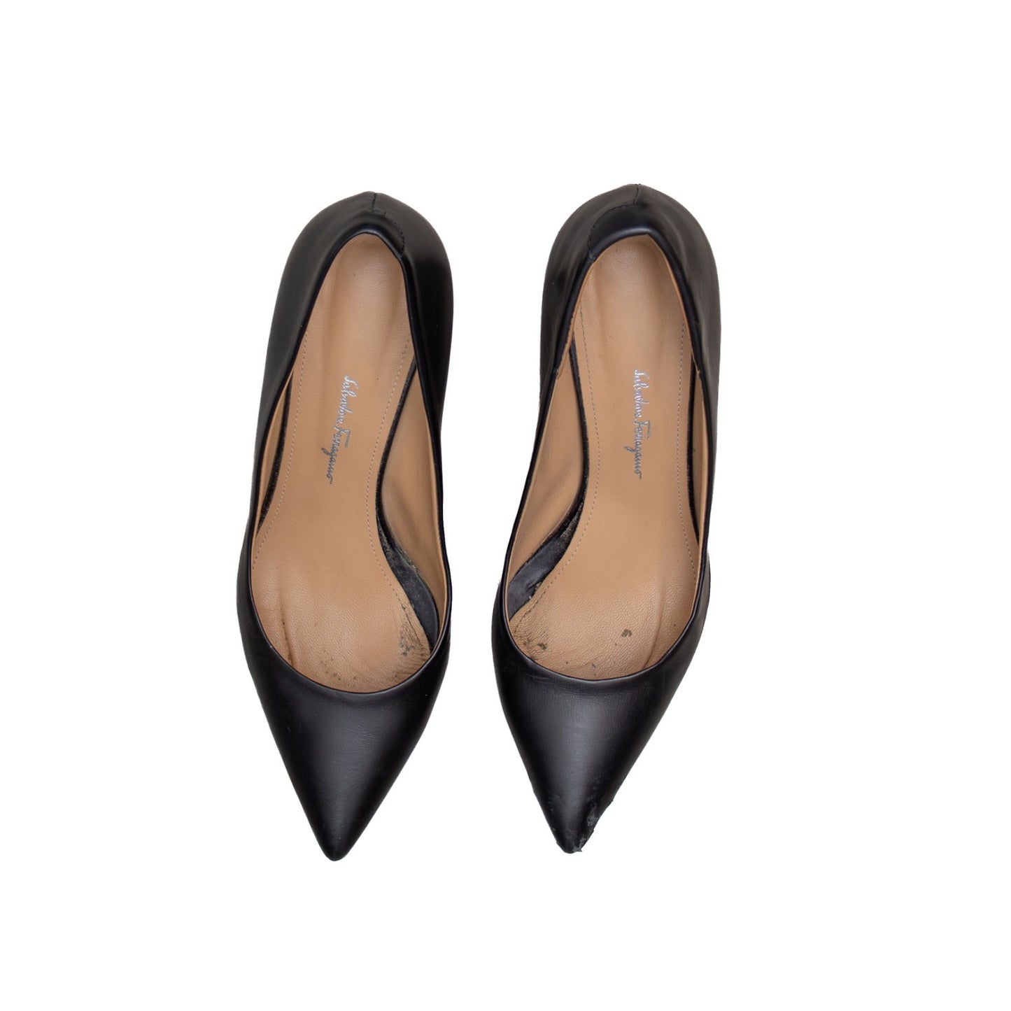 Salvatore Ferragamo Black Leather Pointed Toe Pumps US 7.5 Italy Parts Repair