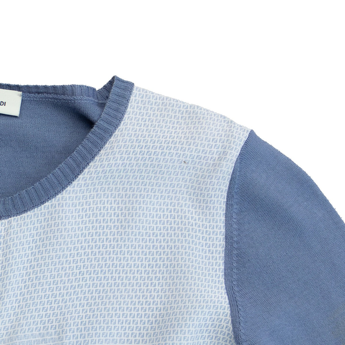 Fendi Blue FF Logo Silk Cotton Cardigan Sweater Petite Women’s XXS XS