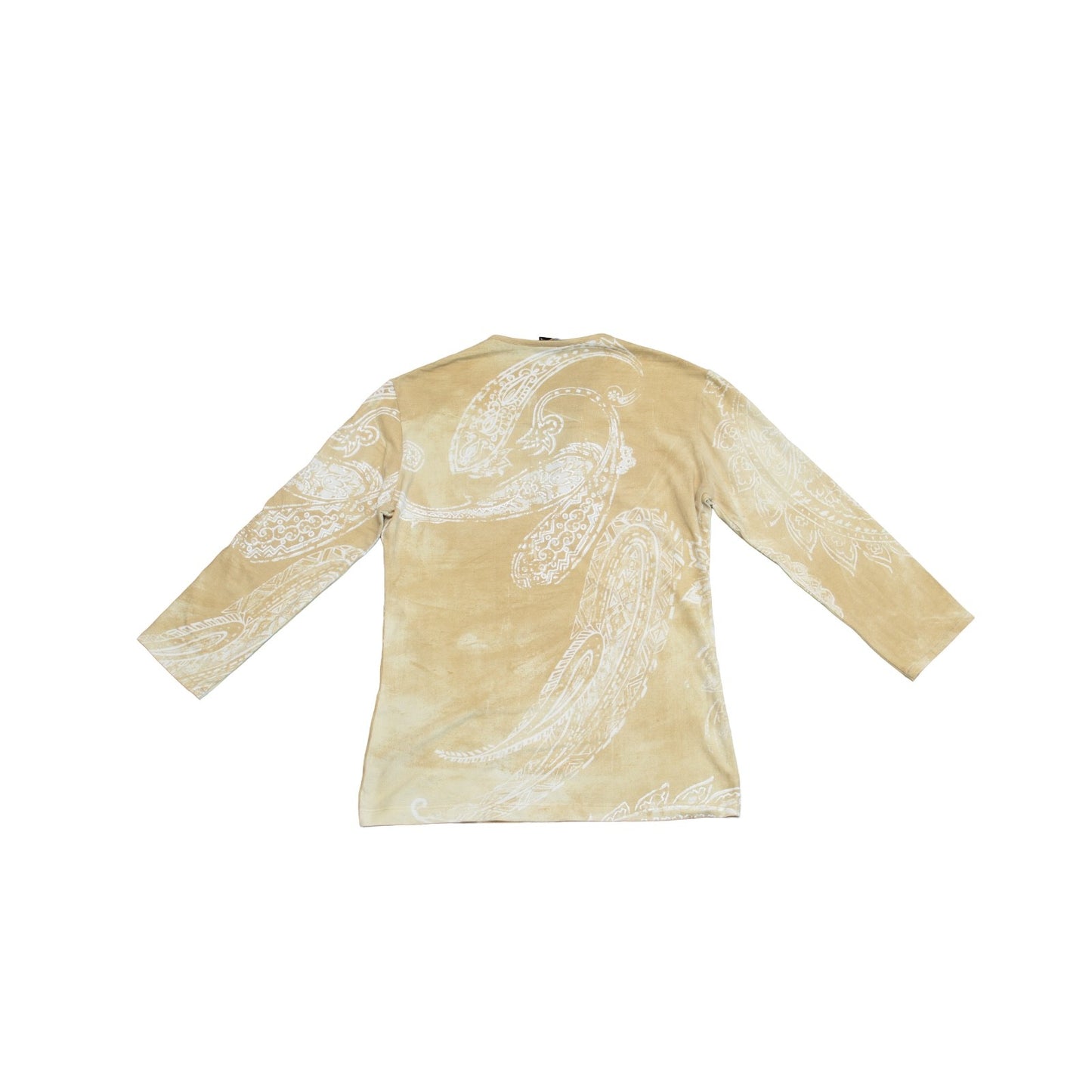 Just Cavalli Women’s Beige Paisley Print Stretch Long Sleeve Top Size IT 54