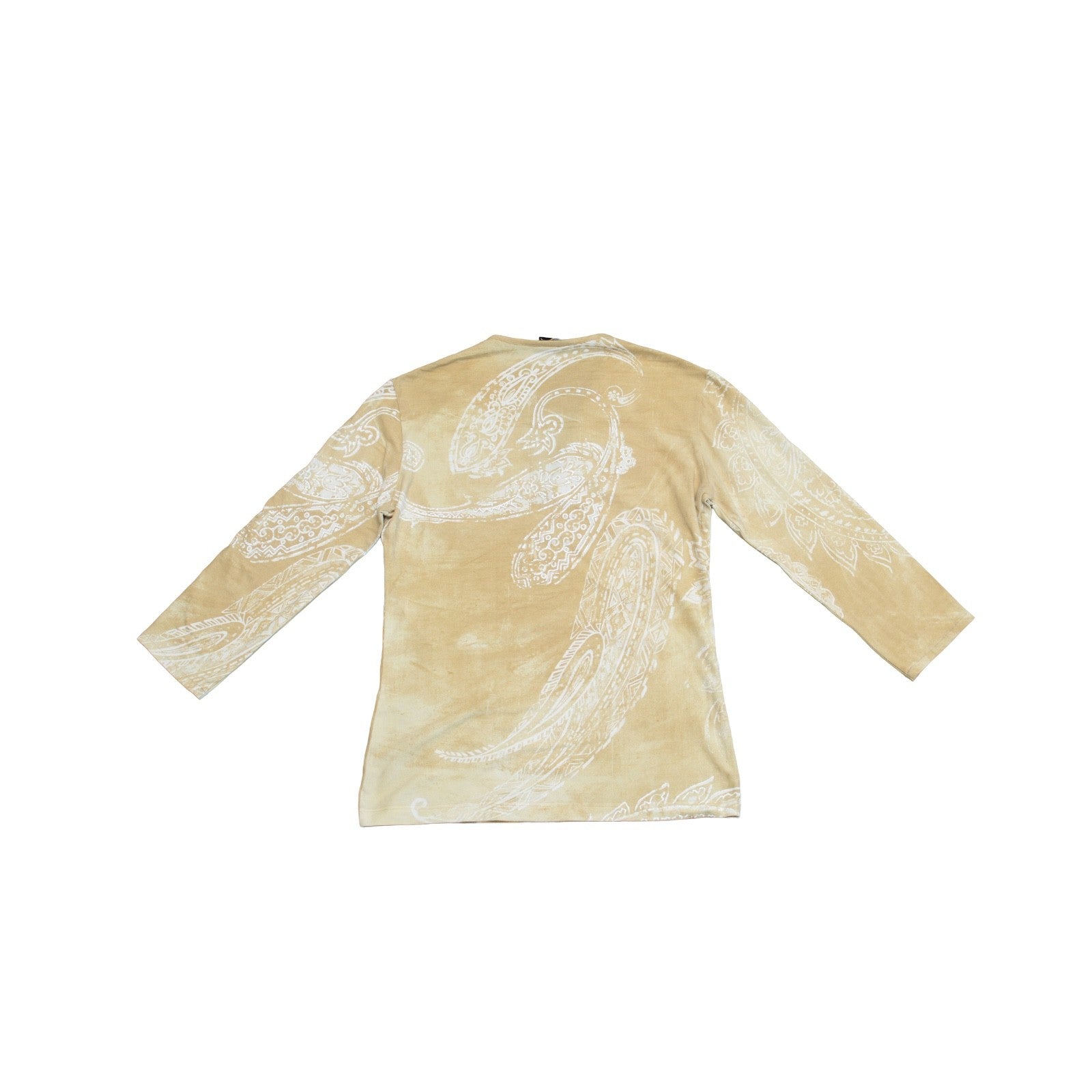 Just Cavalli Women’s Beige Paisley Print Stretch Long Sleeve Top Size IT 54