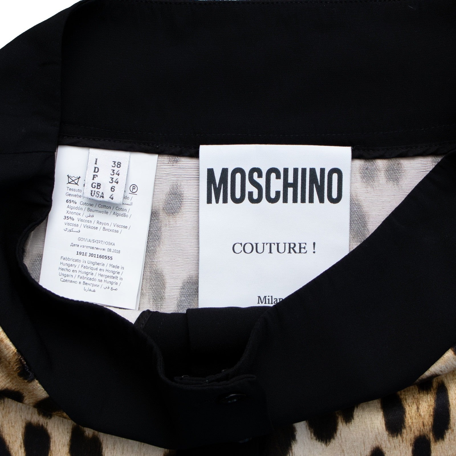 Moschino Couture Leopard Print A-Line Mini Skirt IT 38 US 4 UK 6 Button Front