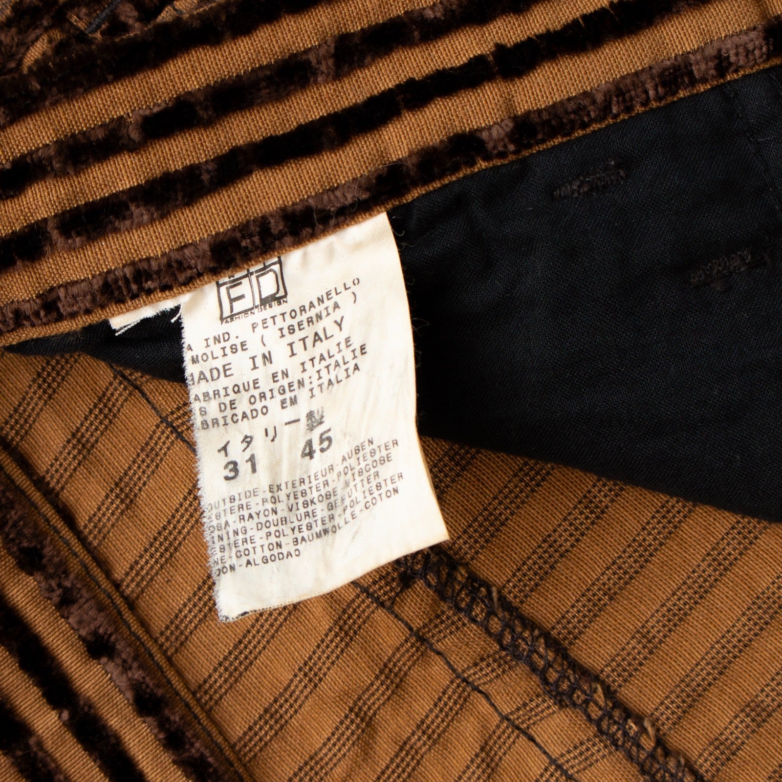 Just Cavalli Brown Velvet Stripe Pants Italy Women’s Size 31 US 14