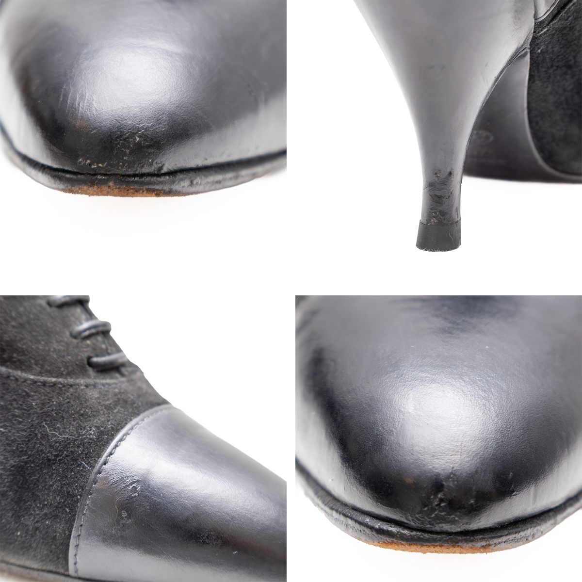 Hermès Derby Black Suede & Leather Lace-Up Heels — Size 35.5 EU / 5.5 US