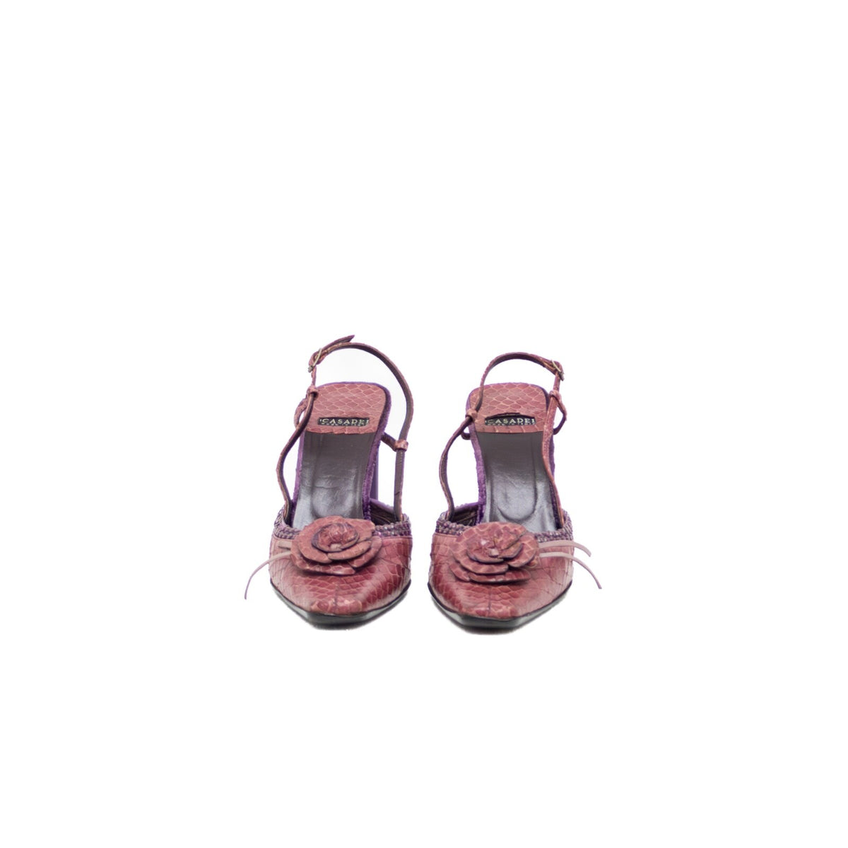 Vintage Casadei Purple Snake-Embossed Slingback Stiletto Heels – Size US 5