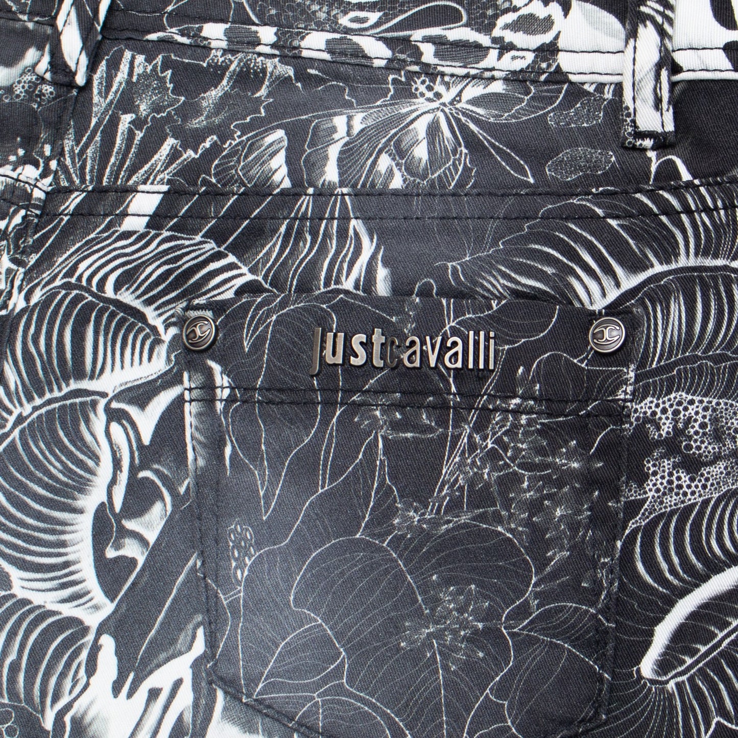 Just Cavalli Luxury Skinny Leg Tiger Print Jeans Black White Size 27 US 4