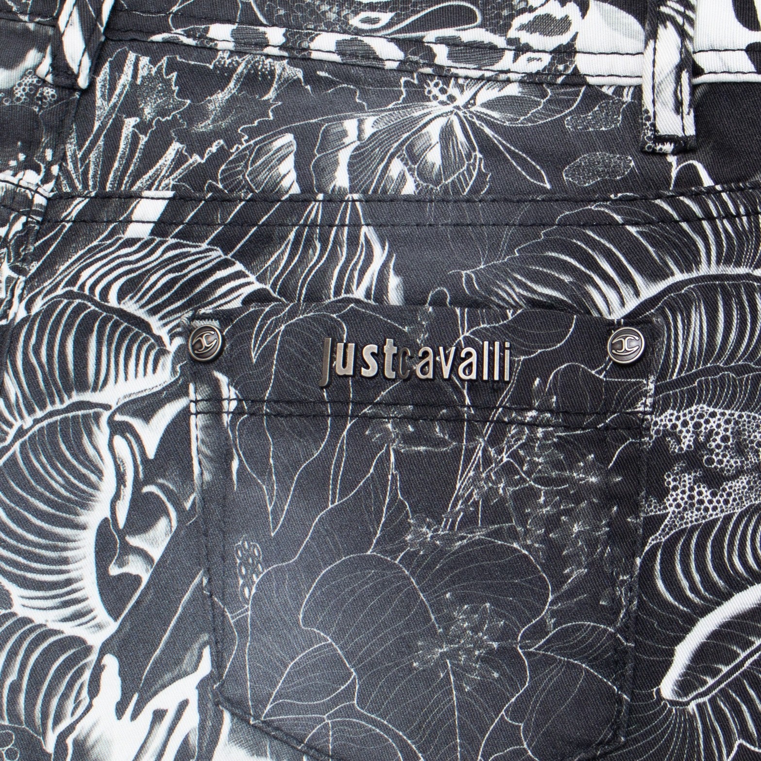 Just Cavalli Luxury Skinny Leg Tiger Print Jeans Black White Size 27 US 4